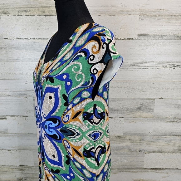 Anthropologie Maeve Folksong V-Neck Bird Print Shift Dress XS Whimsical Unique - Picture 6 of 13